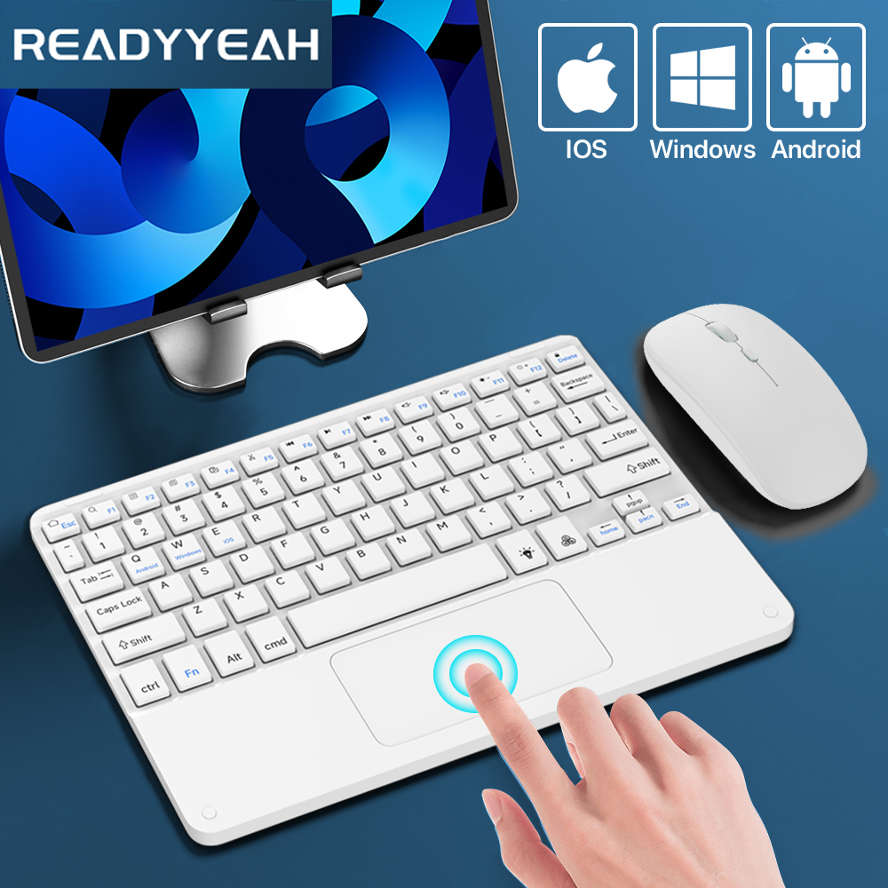 Gaming Keyboard Wireless - คีย์บอร์ดและเมาส์ไร้สายทัชแพดคีย์บอร์ดบลูทูธคีย์บอร์ดสำหรับ iOS Android Windows แท็บเล็ตมินิแบบพกพาแบบบางพิเศษสำหรับ iPad