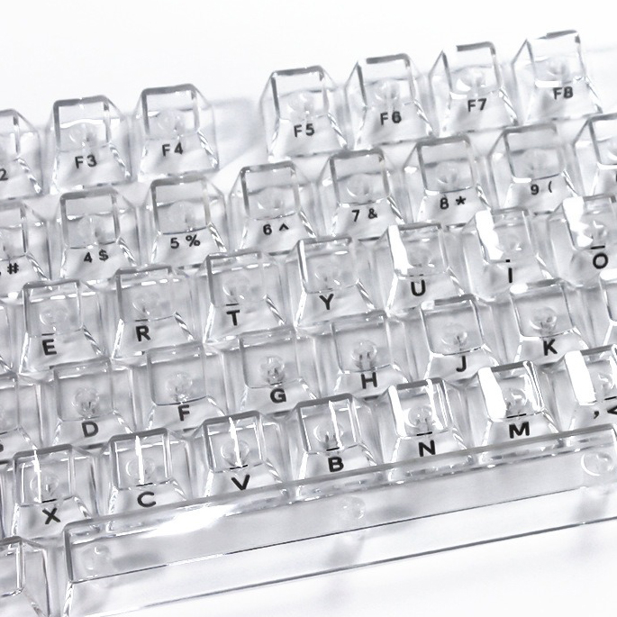 Keyboard Gaming Transparent - คีย์แคปโปรไฟล์เชอร์รี่ใสแบบคริสตัลสำหรับคีย์บอร์ดเกมมิ่งแบบกลไก ISO Enter PC คีย์แคปแบบแกะสลักด้านข้าง คีย์แคปเรืองแสง