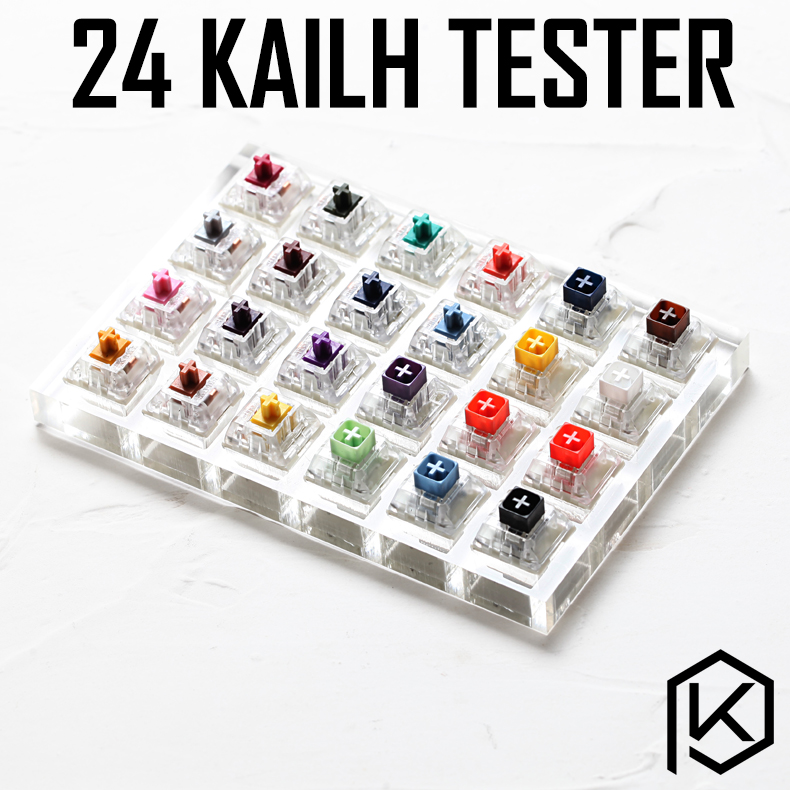 Gaming Keyboard Tester - 24 สวิทช์สวิทช์เครื่องทดสอบฐานอะคริลิคเปล่า keycaps สําหรับคีย์บอร์ด kailh กล่อง