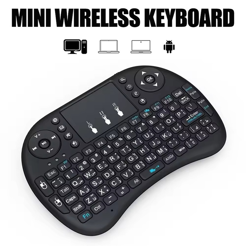 Gaming Keyboard Wireless - มินิคีย์บอร์ดไร้สาย 2.4GHz ไม่มีเมาส์แบ็คไลท์ทัชแพดรีโมทคอนโทรลสำหรับแล็ปท็อปพีซีแอนดรอยด์ทีวีสำหรับแอนดรอยด์ วินโดวส์ มีเดียเพลเยอร์