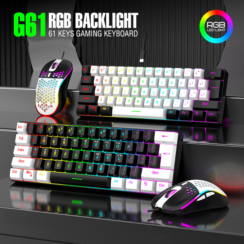 Keyboard Mouse Bundle Gaming - ชุดคีย์บอร์ดและเมาส์ 60% RGB สำหรับเล่นเกม พร้อมคีย์บอร์ดและเมาส์คอมโบ ชุดคอมพิวเตอร์สำหรับเกมเมอร์