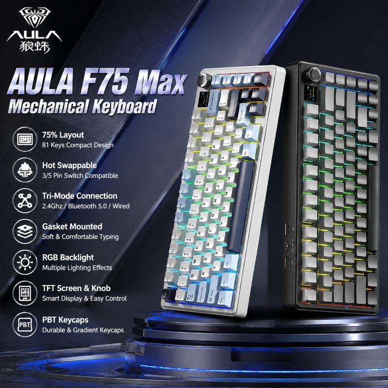 คีย์บอร์ดกลไก AULA F75 Max รูป - Gaming Keyboard Wireless บทวิจารณ์และราคา