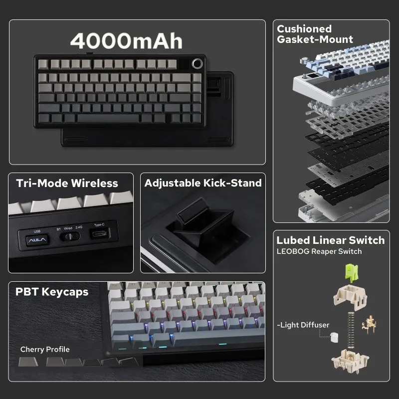 คีย์บอร์ดกลไก AULA F75 Max รูป - Gaming Keyboard Wireless บทวิจารณ์และราคา