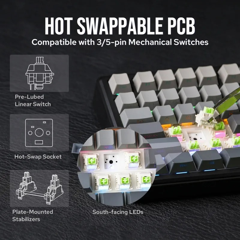 คีย์บอร์ดกลไก AULA F75 Max รูป - Gaming Keyboard Wireless บทวิจารณ์และราคา