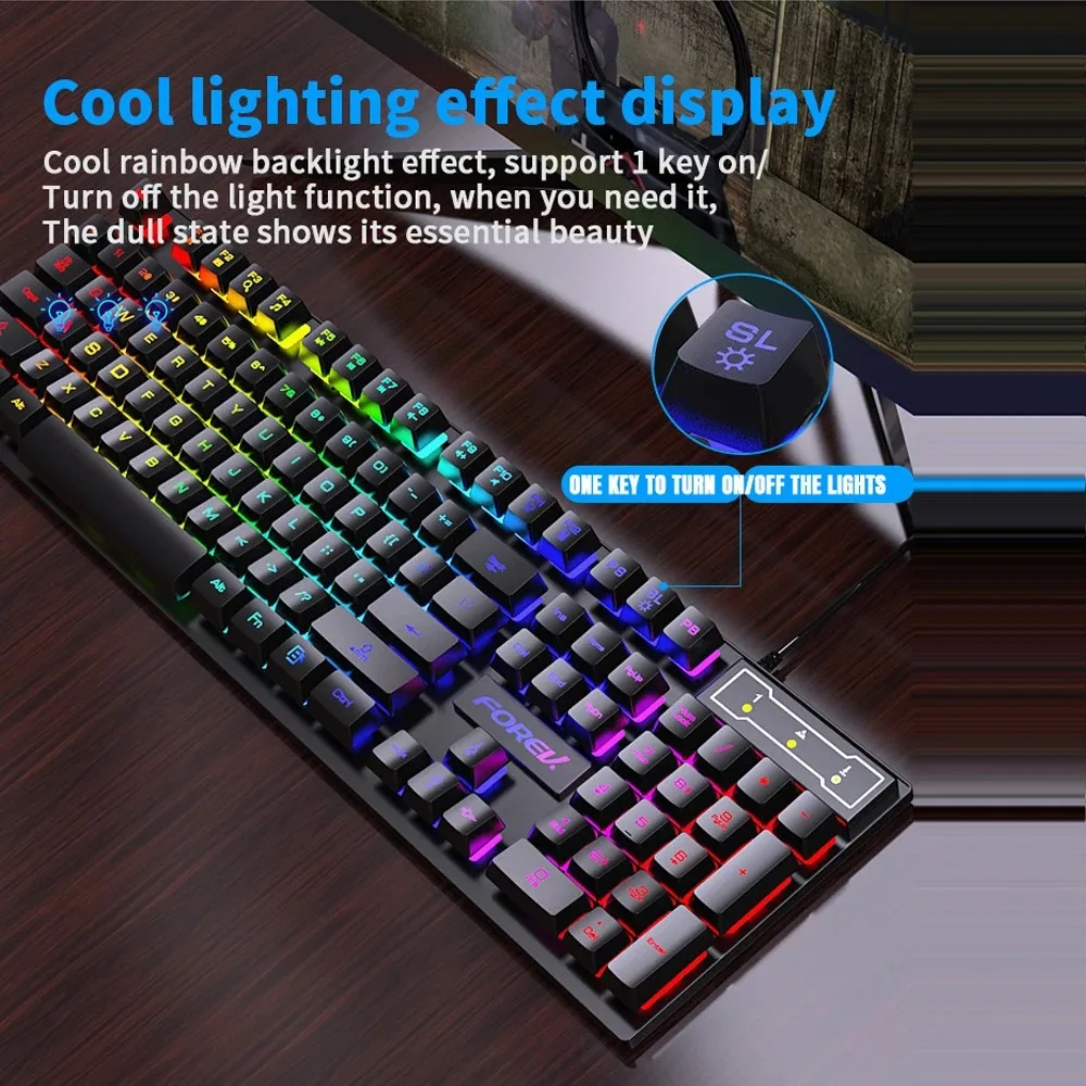 104 คีย์แบ็คไลท์คีย์บอร์ดแบบมี - Keyboard Mouse Bundle Gaming บทวิจารณ์และราคา